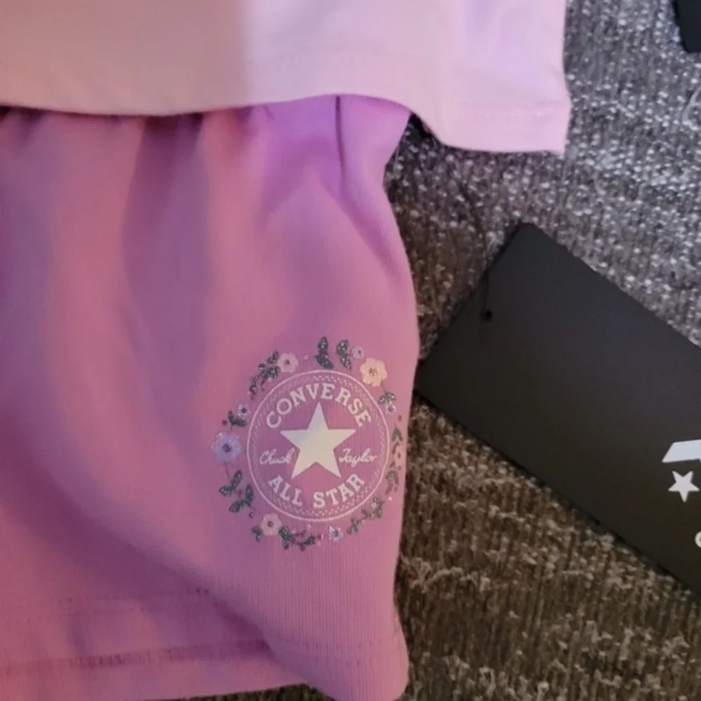 Converse 2pc shorts set pink & purple‎ 12m NWT